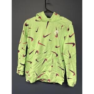 Nike Girls XL DC3429-376 Green Pink Swoosh Pullover Hoodie Sweatshirt
